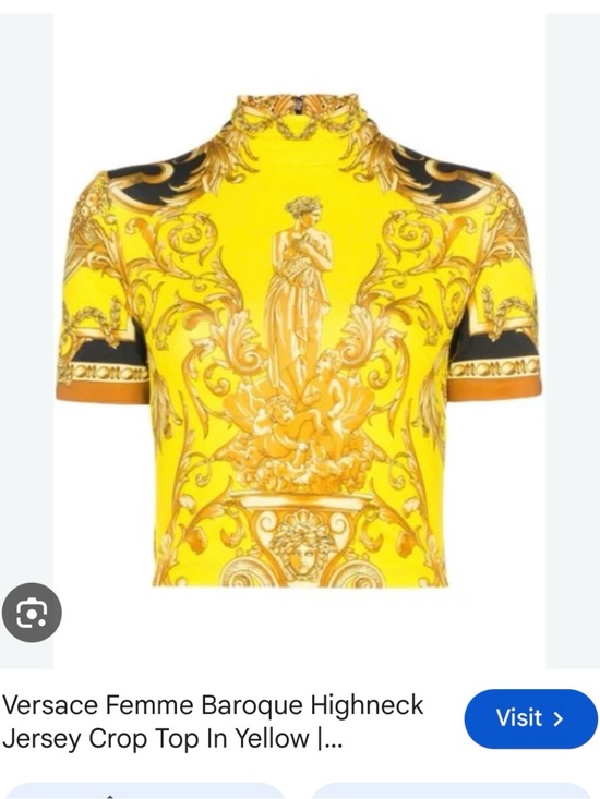 Versace Tops - Versace Yellow Baroque Highneck Jersey Crop Top